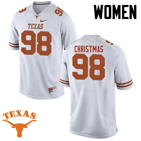 Women #98 DAndre Christmas Texas Longhorns College Football Jerseys-White